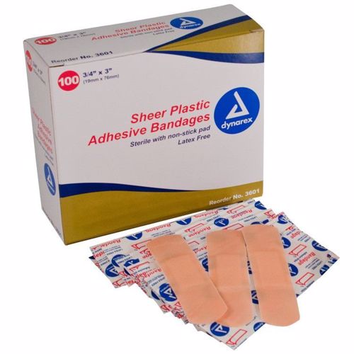 Adhesive Bandage - Sheer Plastic - Dynarex - 3-4 x 1 - ADH-3601-1