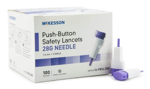 Safety Lancet - McKesson - 28G - 100EA - SLAN-16-PBSL28G - 1