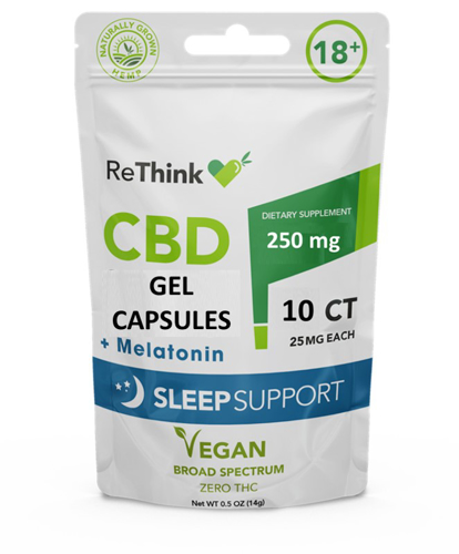 ReThink CBD Gel Capsules  - Sleep Support - 250 mg - 10 Count