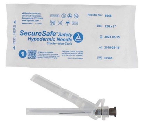 NE-8968 - Safety Needle - Dynarex - SecureSafe - 22 G x 1 Inch - Product